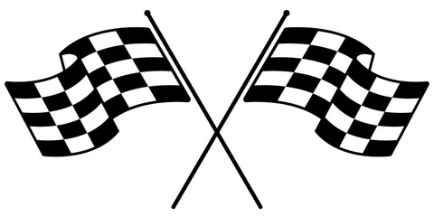 Fototapete - Two crossed racing flags. Formula 1 championship, isolated flags. Checkered and crossed simple flags. Two sport racing flags.