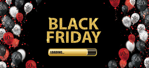 Canvas Print - Gold Black Friday Loading Bar Balloon Percents Header