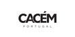 Cacem in the Portugal emblem. The design features a geometric style, vector illustration with bold typography in a modern font. The graphic slogan lettering.