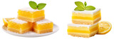 Lemon bars with a tangy citrus filling isolated on white background, dessert collection