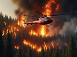 Fire department helicopter extinguishes forest fire