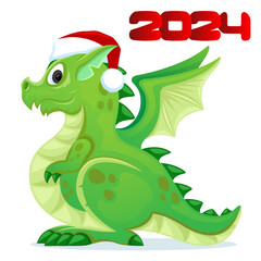 Sticker - Dragon symbol of the new year 2024 on a white background.