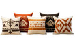 © L - Set of Southwestern Print Pillows Isolated on Transparent or White Background, PNG