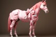 Unrealistische Wünsche: Pferd mit Rosa Schleife in Geschenkpapier als Metapher für unerfüllte Träume