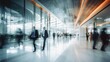 © Summit Art Creations - Business people rushing in office lobby with motion blur
