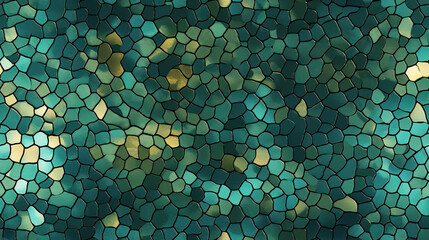 Wall Mural - Abstract cell structure in green and gold.