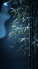 Poster - bamboo over lake at night