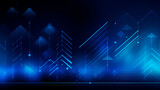 Fototapeta Przestrzenne - Abstract background in blue color for creating business presentations. Stylized arrows showing growth. Composition of dynamic figures