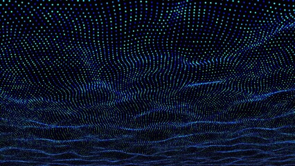 Poster - Abstract particle waves. Computer generated 3d render