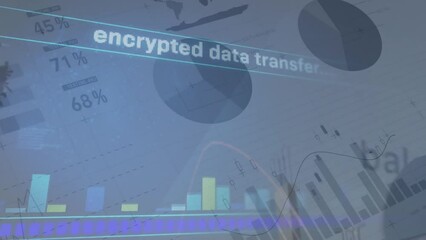 Poster - Animation of interface with statistical and cyber security data processing against grey background