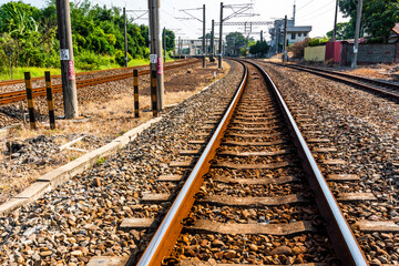 Wall Mural - Close-up of the railway in Taiwan. It has a strong sense of perspective.