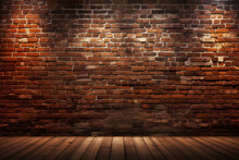 Brick Wall Background With Spotlight