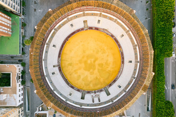 Wall Mural - Aerial view of bull arena, called Plaza de toros de La Malagueta, Malaga, Spain