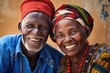© dark_blade - colorful portrait of old african couple, AI Generated