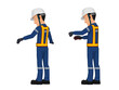 Industrial worker is working on white background