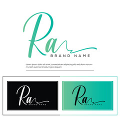 Wall Mural - RA R A initial letter handwriting and signature logo