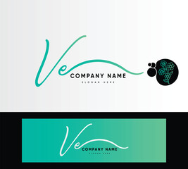 Wall Mural - VE V E initial letter handwriting and signature logo