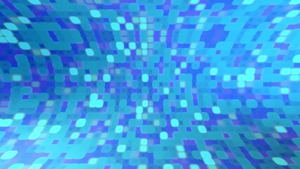 Wall Mural - blue square dots turn and flash like a kaleidoscope on a 4k background.