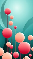 Wall Mural - abstract minimalist pink on a turquoise background - vertical abstract colorful background