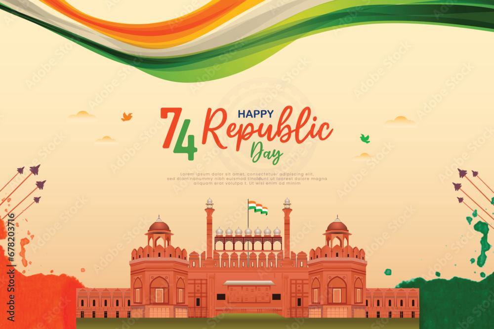 Happy republic day India wishing, greeting banner or poster with red ...