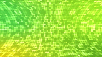 Wall Mural - green gradient square dots curve and blink like a kaleidoscope on a 4k background.