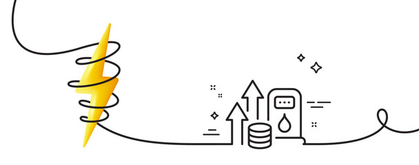 Poster - Fuel prices line icon. Continuous one line with curl. Petrol price sign. Diesel rate symbol. Fuel price single outline ribbon. Loop curve with energy. Vector