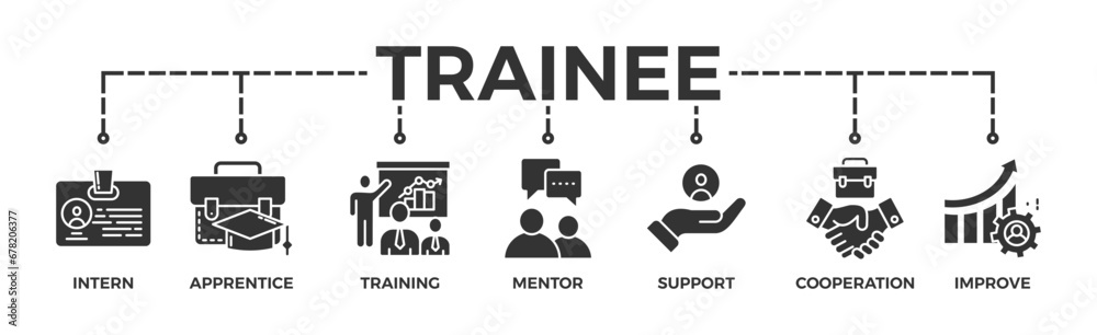 Trainee banner web icon vector illustration concept for internship ...