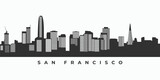 Fototapeta  - San Francisco city skyline silhouette. California skyscraper landscape in vector format