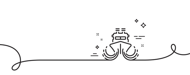 Poster - ship in waves line icon. continuous one line with curl. watercraft transport sign. shipping symbol. 
