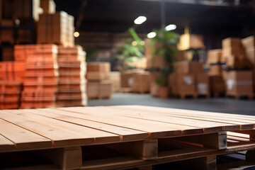 Logistics Background on Wooden Table, Ideal for Product Showcase