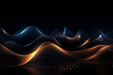 Fototapeta  - Golden Abstract Design with Glittering Waves on Black Background