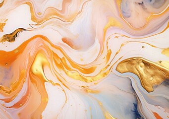 Liquid marble painting background design with gold glitter dust texture