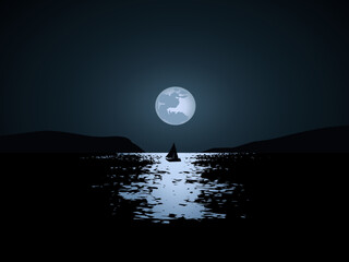 Wall Mural - moon over water