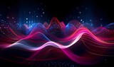 Fototapeta  - Futuristic abstract background with glowing waves. 3d audio soundwave visualization of sound. Colorful music pulse oscillation as impulse pattern. Signal waveform digital beats volume. Generative AI