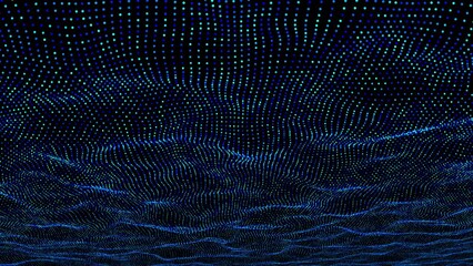 Poster - Abstract particle waves. Computer generated 3d render