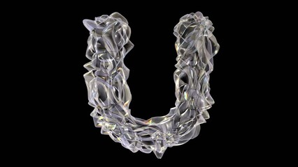 Poster - 3D light glass alphabet letter u animation 