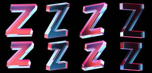 Fototapete - letter Z with colorful gradient and glass material. 3d rendering illustration for graphic design, presentation or background