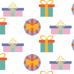 Wall Mural - Seamless New Year s background, pattern with Christmas elements. Hand drawing.