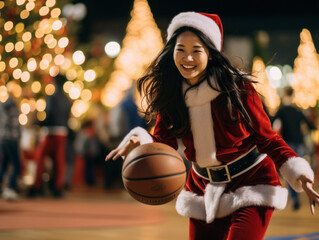 Wall Mural - Santa plays basketball