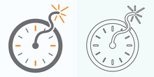 New Style Analog Clock Flat Vector Icon. Symbol Of Time Management, Chronometer With Hour, Minute, And Second Arrow. Simple Illustration Isolated On A White Background.