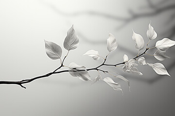 Poster - A minimalist abstract silhouette of a single leaf falling, capturing the fleeting beauty of nature's cycles.