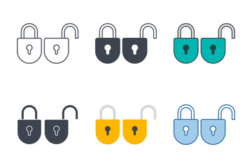 Fototapete - padlock icon collection with different styles. lock icon symbol vector illustration isolated on white background