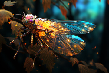 Aufkleber - A Leafhopper displaying vibrant patterns on its wings and body, well-adapted to jumping from leaf to leaf.