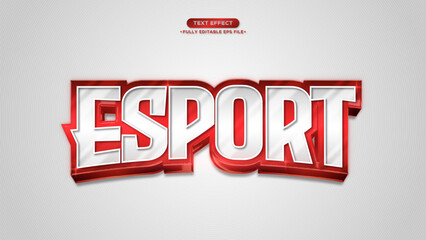 Poster - Esport Red and White 3D Vector Text Effect with editable font and text