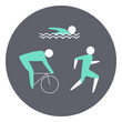 Triathlon competition icon. Sport sign.
