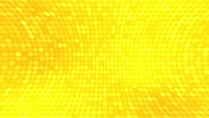 Wall Mural - Shiny circle dots flash and curve downwards and flash on a 4K gold background.