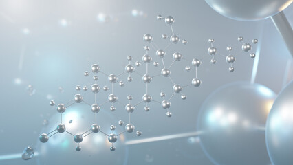 Wall Mural - budesonide molecular structure, 3d model molecule, adrenals, structural chemical formula view from a microscope