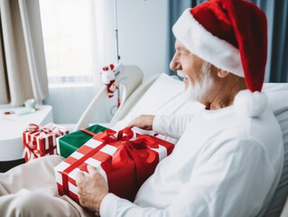 Wall Mural - Doctors or patients celebrate Christmas in the hospital