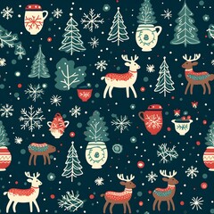  Cozy Christmas and cute Christmas with snowflakes, reindeer, and holiday background