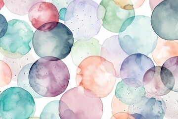 Wall Mural -  Aquarelle circles in pastel colors. Seamless pattern. Generative AI